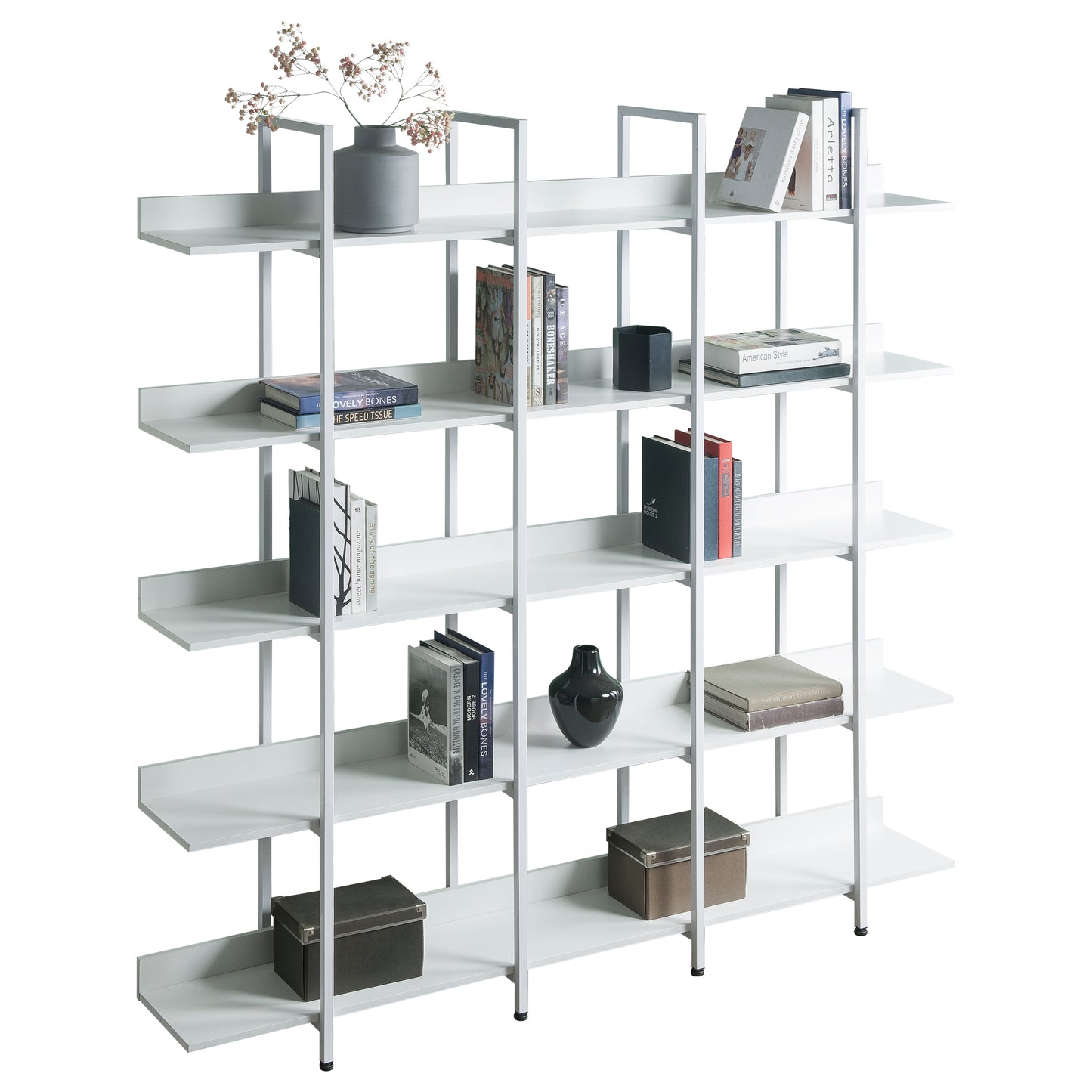 Vintage Metal Frame Bookshelf - White