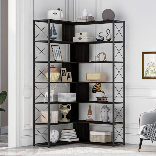 L-Shaped Corner Bookcase - Black