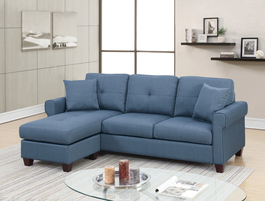 Freya Tufted Cushion Sectional Sofa Chaise  - Blue