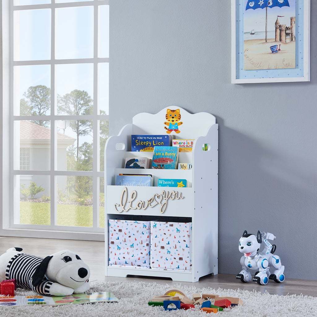 Kids Bookcase with Toy Storage