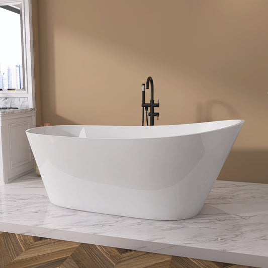 Cavi 67" Acrylic Freestanding Soaking Bathtub  - Gloss White
