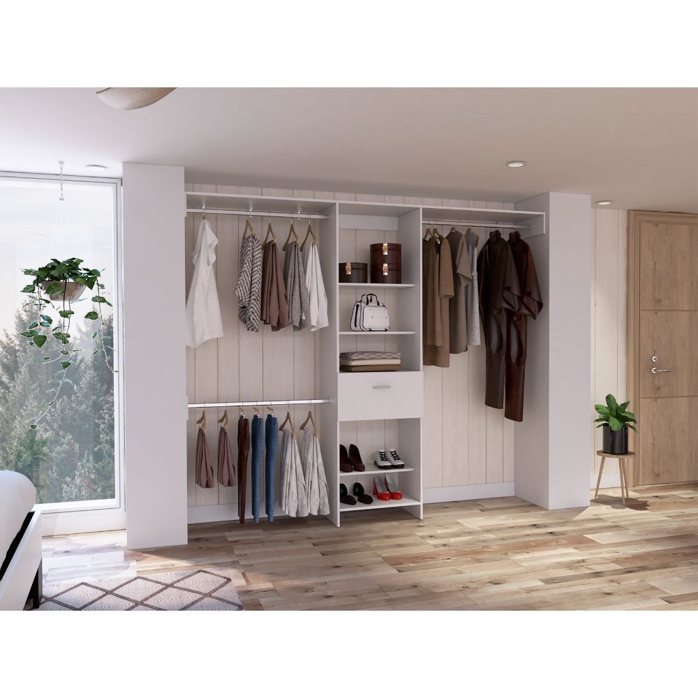 Pure Haven 1-Drawer 4-Shelf Closet System - White