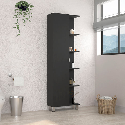 Urano Mirror Linen Cabinet -Black