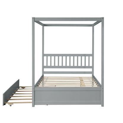 Tranquil Haven Gray Full Bed with Twin Trundle