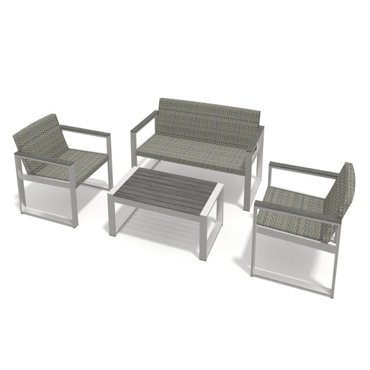 Delma 4 Pc Patio Aluminum Rattan Sofa Seating Set - Gray+Silver