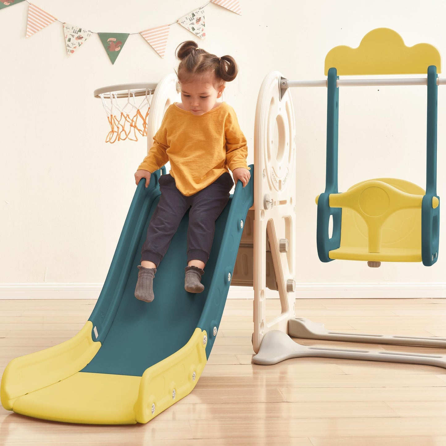 Kids Swing-N-Slide with Bus Play Set - Yellow