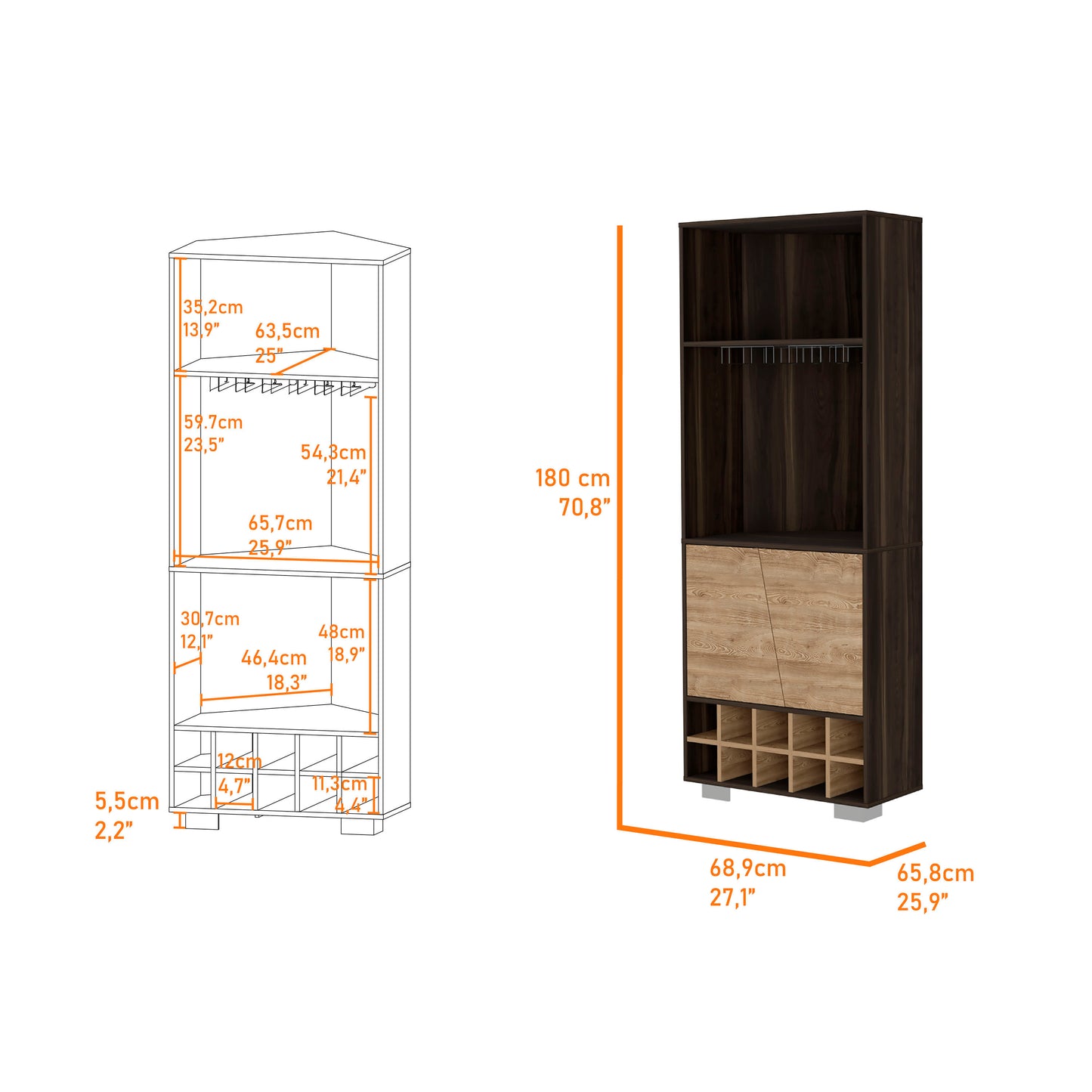 Corner Oak Bar Cabinet