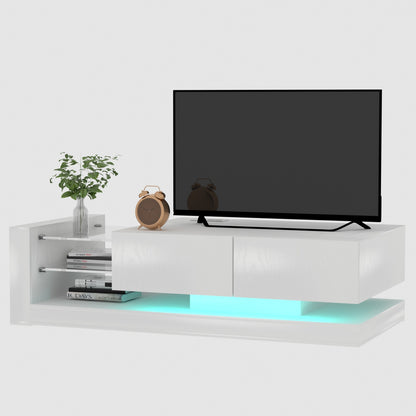 Duffy LED TV Console with Storage Cabinets - Ivory