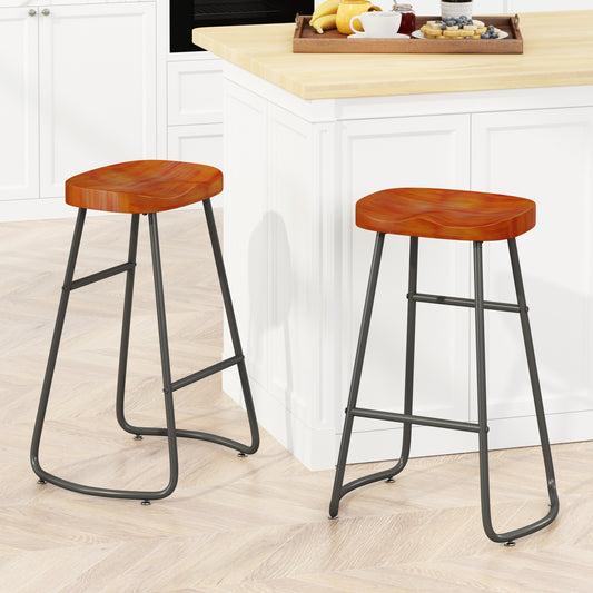 Stylish and Minimalist Bar Stools - Brown Set of 2