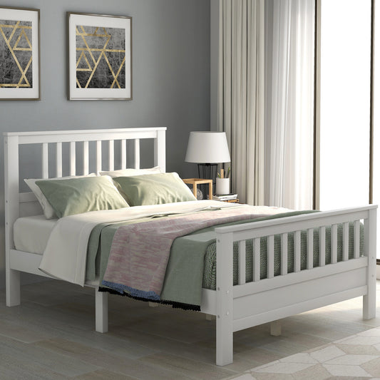 Pica Full Size Wood Platform Bed - White