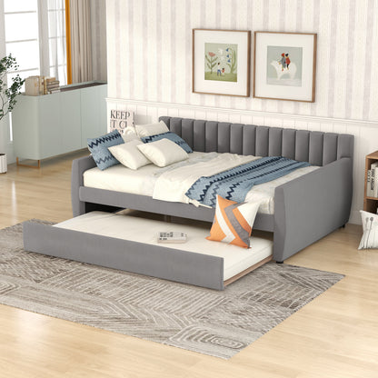 Xena Full Size Upholstered Daybed with Trundle - Gray