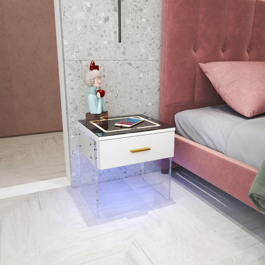 Maxi LED Nightstand with Wireless Charging Station - White