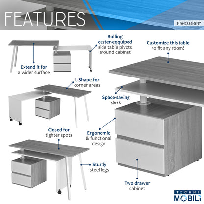 Rotating Ergo Desk - Grey