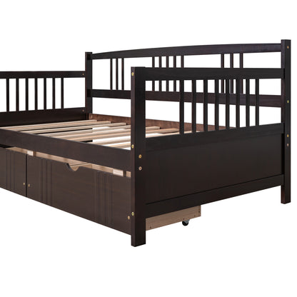 Lex Full Size Wooden Daybed with Twin Size Trundle - Espresso