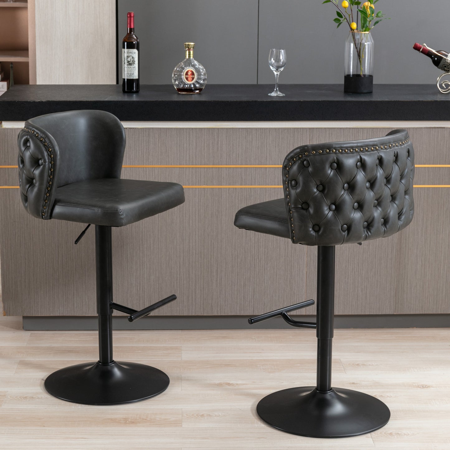 Apex Swivel Barstools - Dark Gray  Set of 2