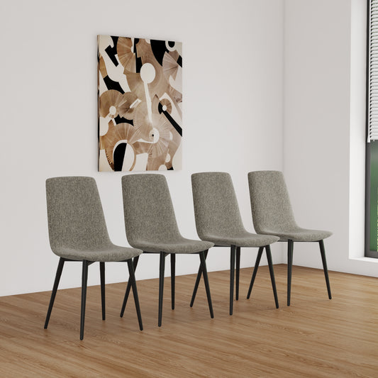 Ona Suedette Dining Chairs with Black Metal Leg (Set of 2) - Light Gray