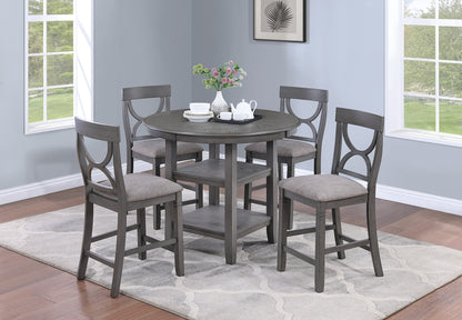 Umar 5pc Dining Counter Height Dining Set Table w  4x Chairs - Gray