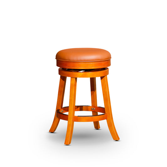 Viva Counter Stool, Natural Finish, Saddle Leather Seat