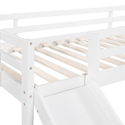 Wonderful White Twin Loft Bed with Slide, Stair and Chalkboard