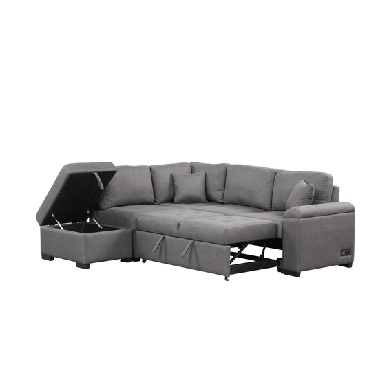 Kwame Sleeper Sectional Sofa - Dark Gray