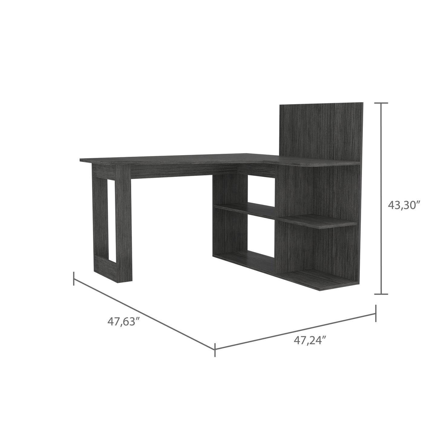 Fairfield 4-Shelf L-Shaped Computer Desk- Smokey Oak