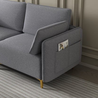 Elevate USB Grey Fabric L-Shaped Sectional Sofa