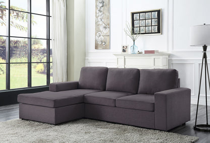 Ravi Linen Sofa with Reversible Chaise - Dark Gray