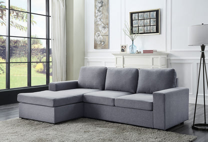 Ravi Linen Sofa with Reversible Chaise -  Light Gray