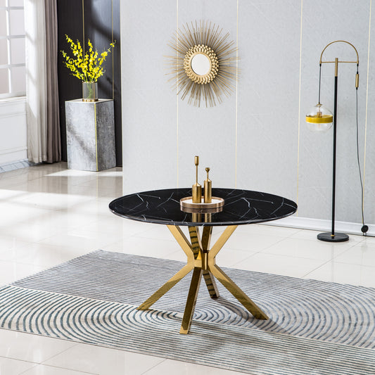 Elegant Gold Fusion Marble Dining Table