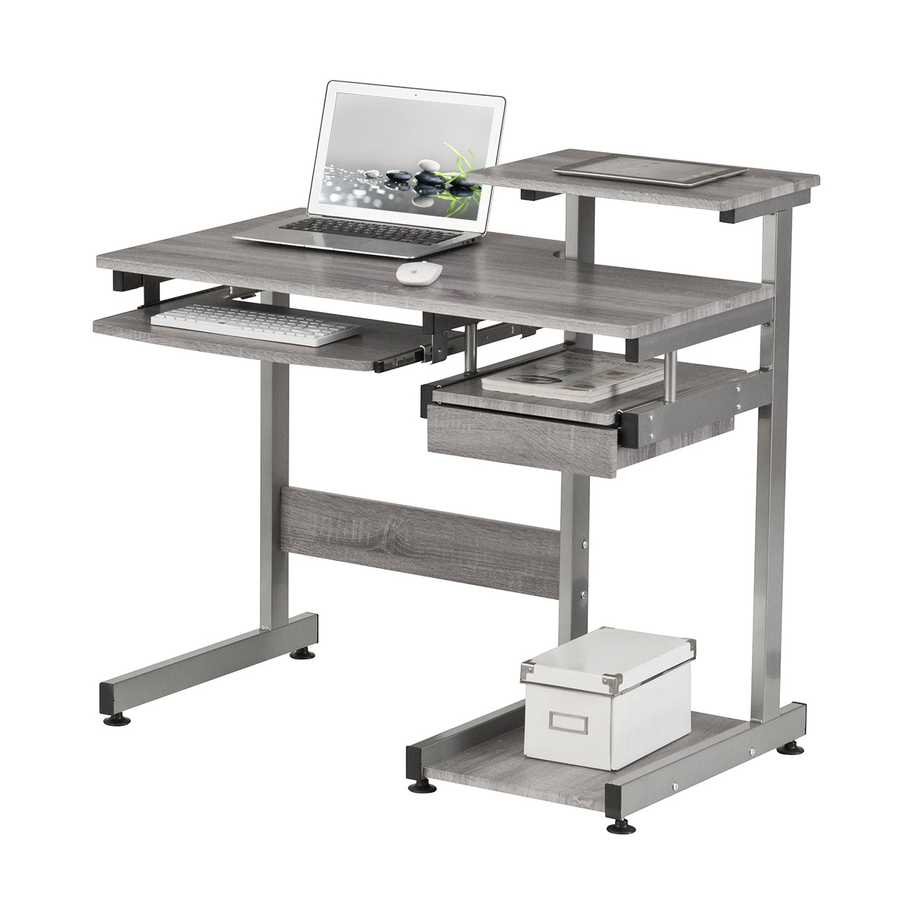 Complete Computer Workstation Desk - Grey