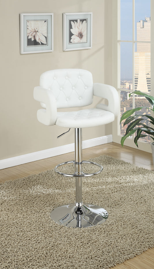 Elegant Armrest Tufted Leather Swivel Barstool  - White