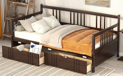 Lex Full Size Wooden Daybed with Twin Size Trundle - Espresso