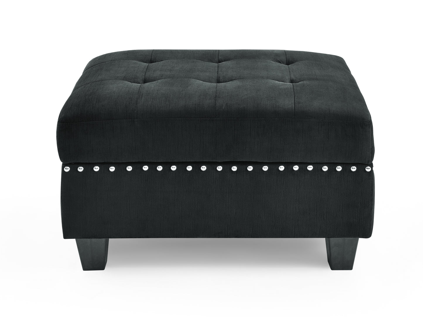 Black Velvet Ottoman