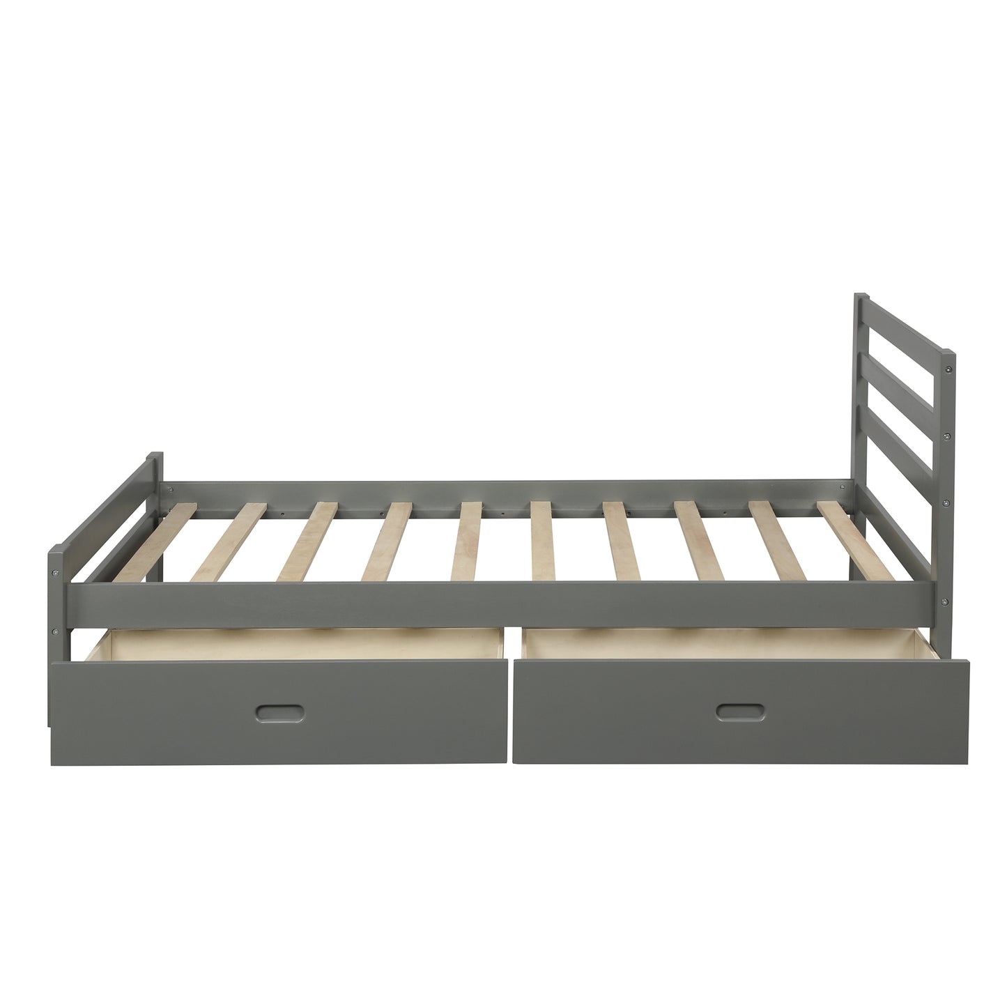 Cyril Full Size Wood Platform Bed with Dual Drawers - Gray