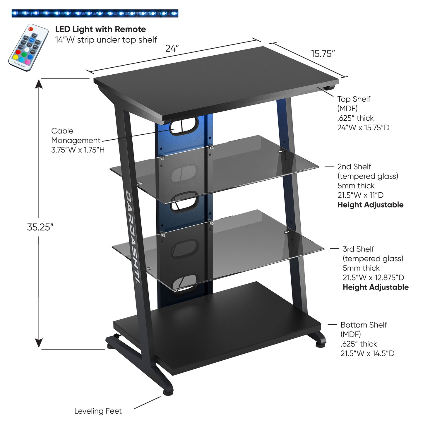 Azure Gaming Shelve - Black