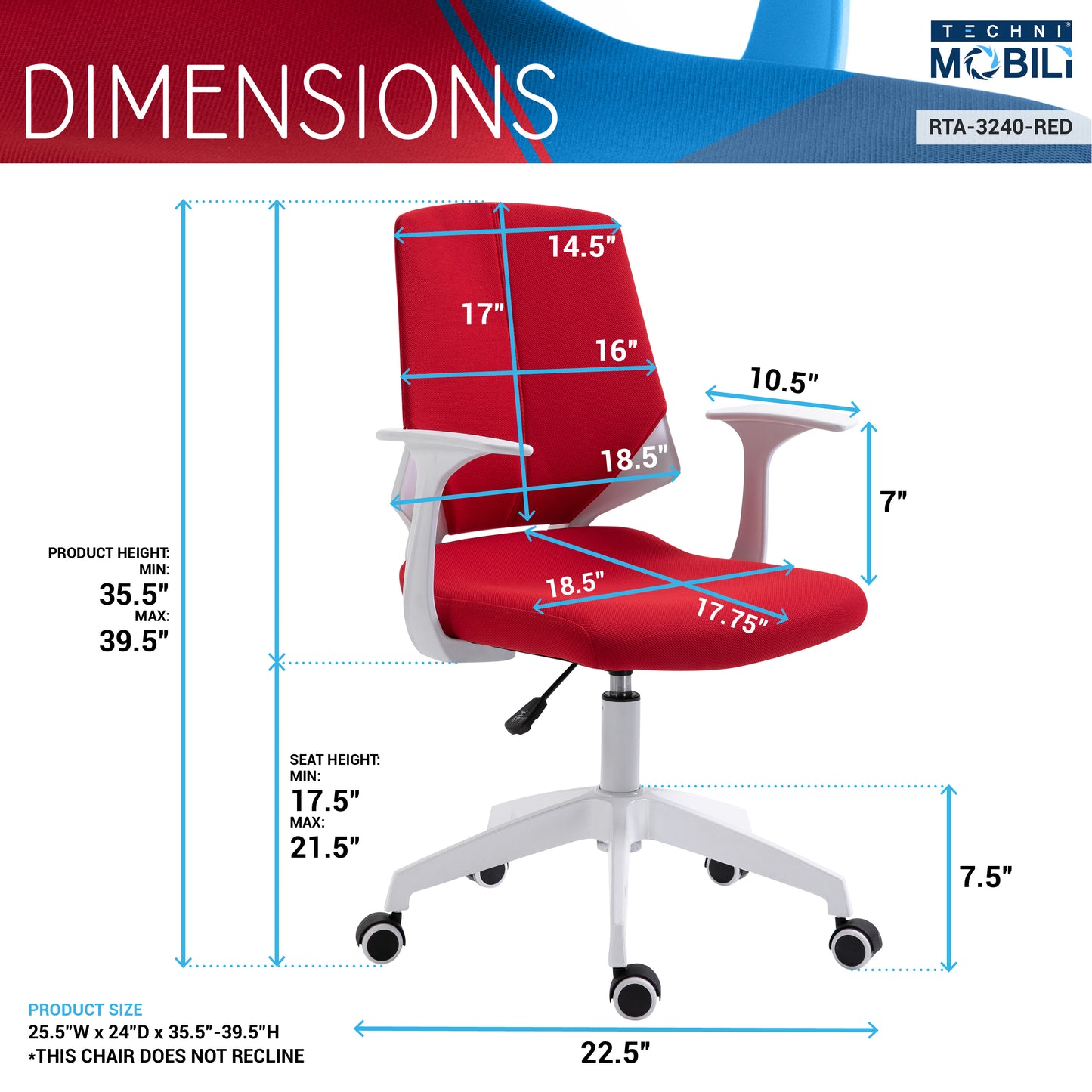 Techni Adjustable Office Chair - Red