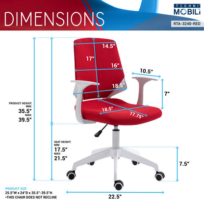 Techni Adjustable Office Chair - Red