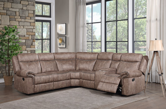 Dollum Velvet Sectional Sofa - Chocolate