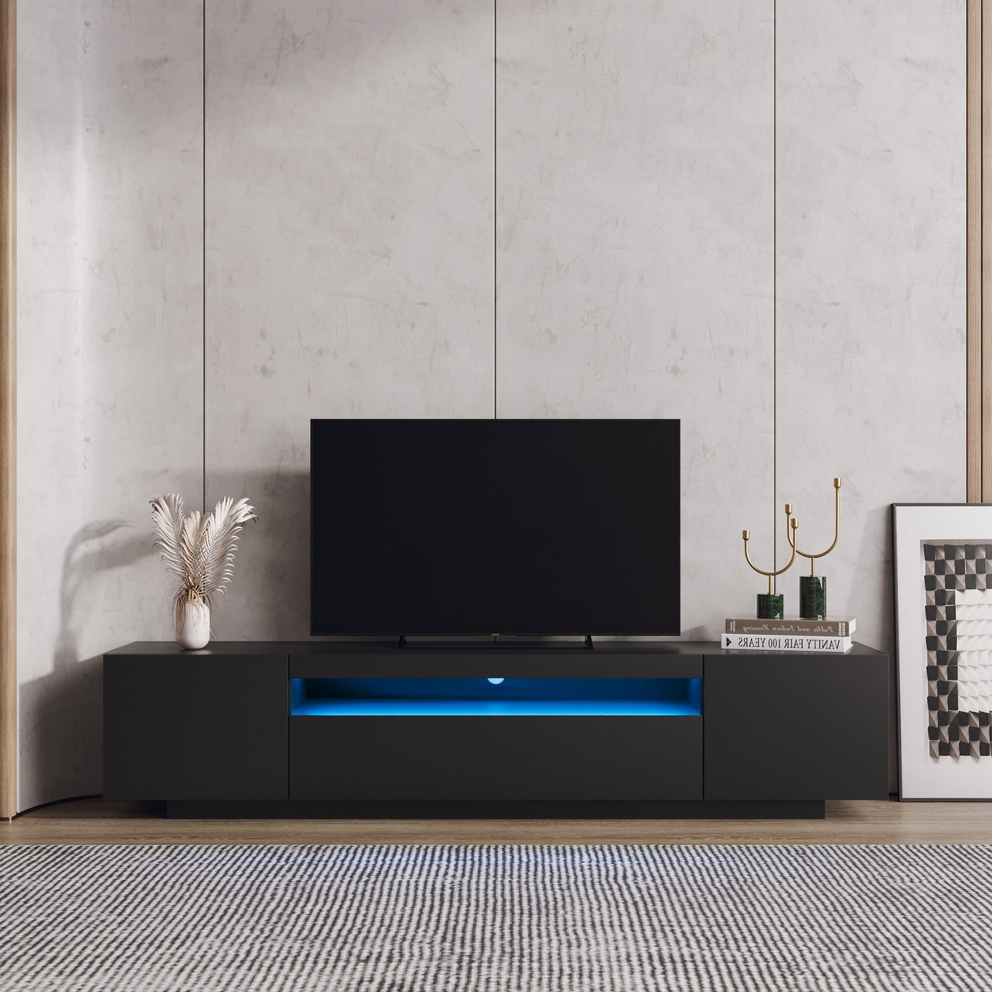 Ozzie TV Stand with LED Lights - Black