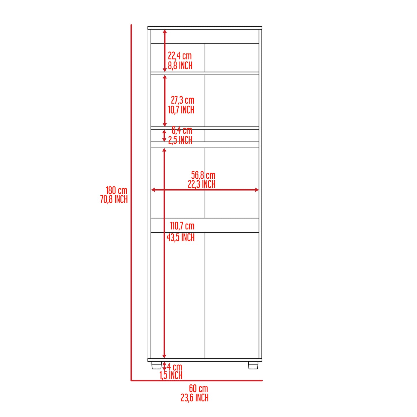 Blackwood 2-Shelf Rectangle Armoire