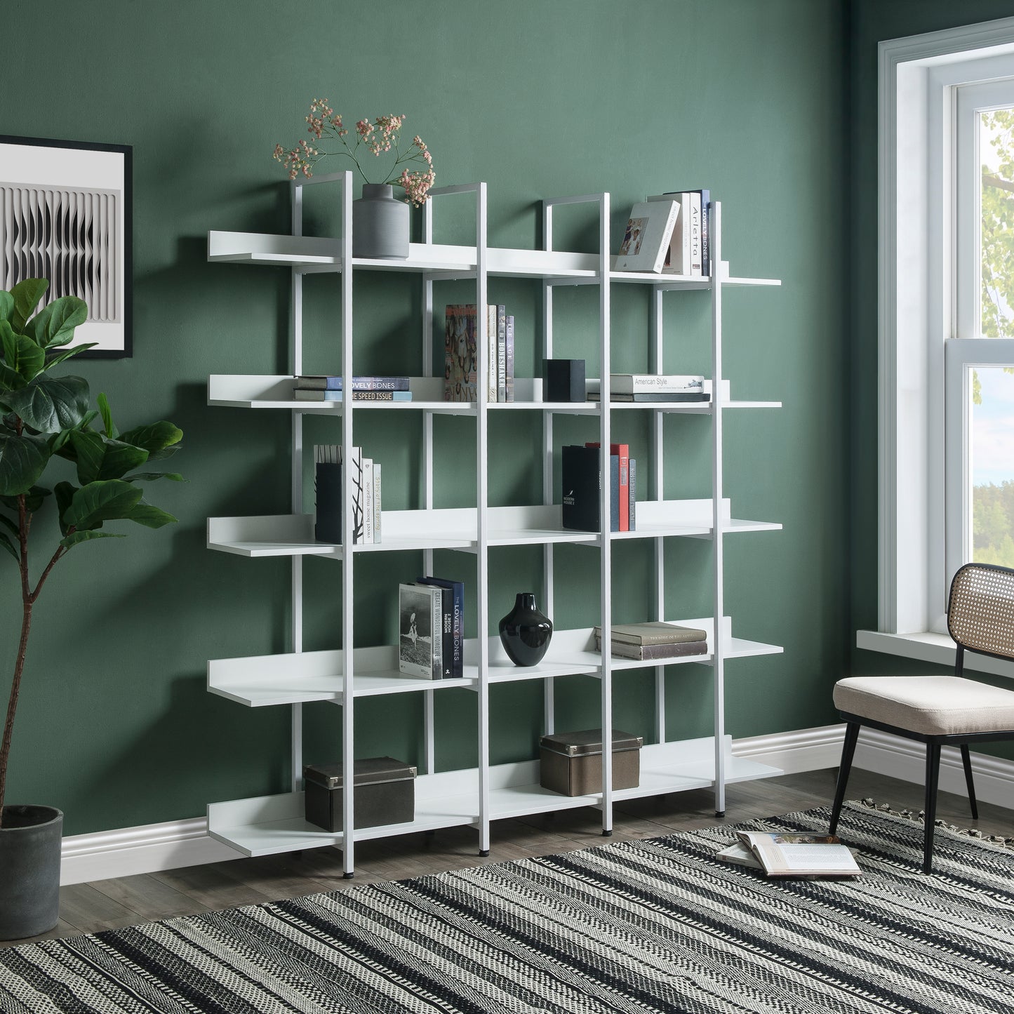 Vintage Metal Frame Bookshelf - White