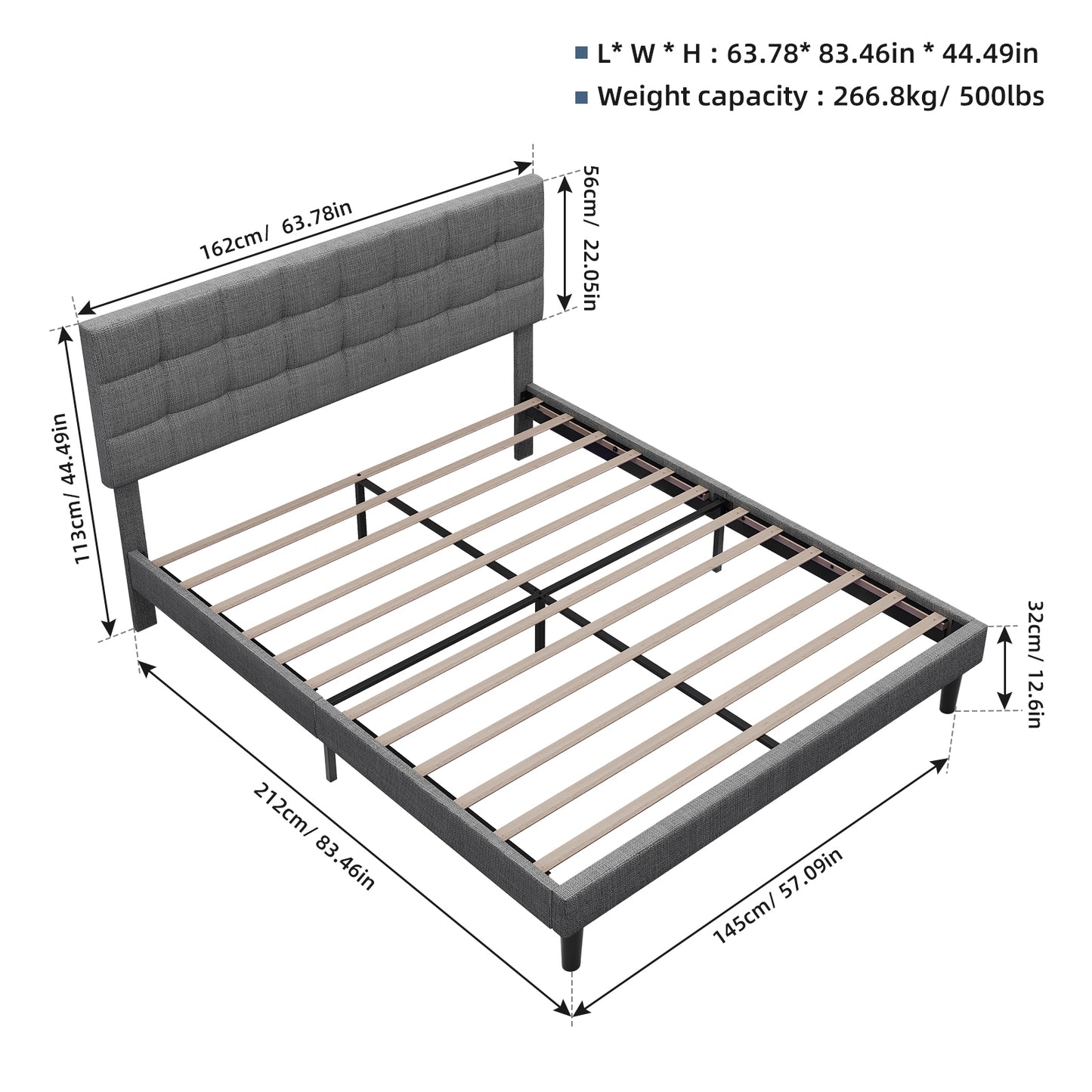 Royal Rest Deluxe Linen Bed with Illuminated Headboard