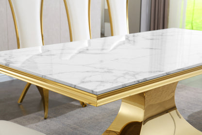 Golden Reflections Marble Dining Table