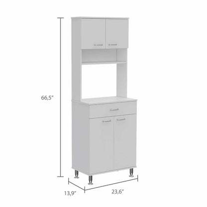 Santa 1-Drawer 1-Shelf Area Pantry with Adjustable Metal Legs - White