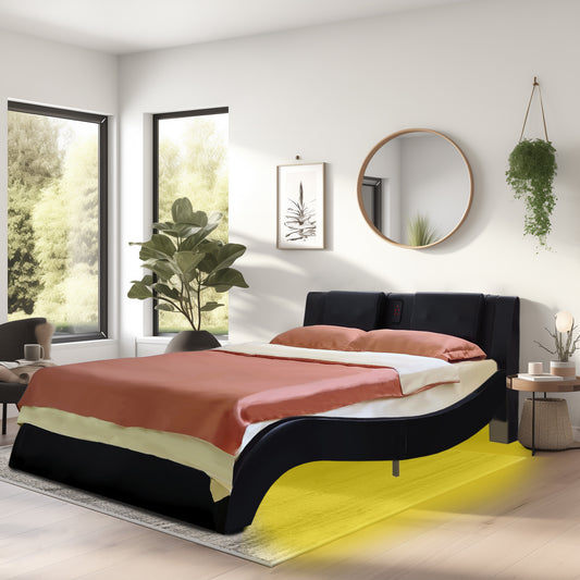 Sonic Control Queen Size Platform Bed Frame - Black