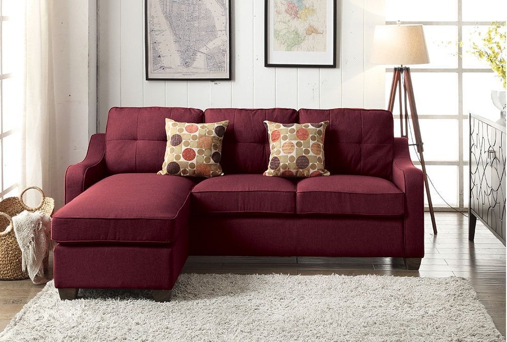 Cleavon  Sectional Linen Sofa w/2 Pillows - Red