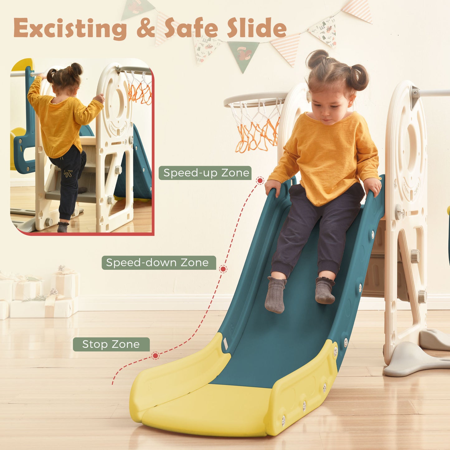 Kids Swing-N-Slide with Bus Play Set - Yellow