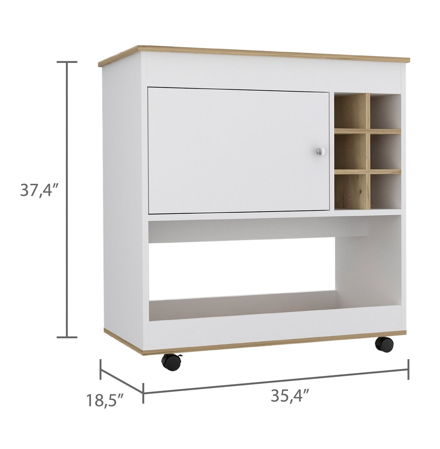 Lux 1-Shelf 6-Bottle Bar Cart - White