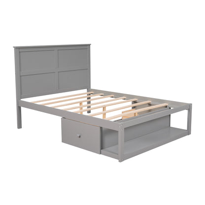 Wave Twin Size Platform Bed Frame - Gray