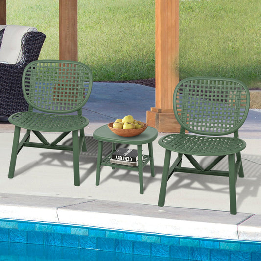 Toccara  3 Pc Retro Patio Table Chair Set - Green